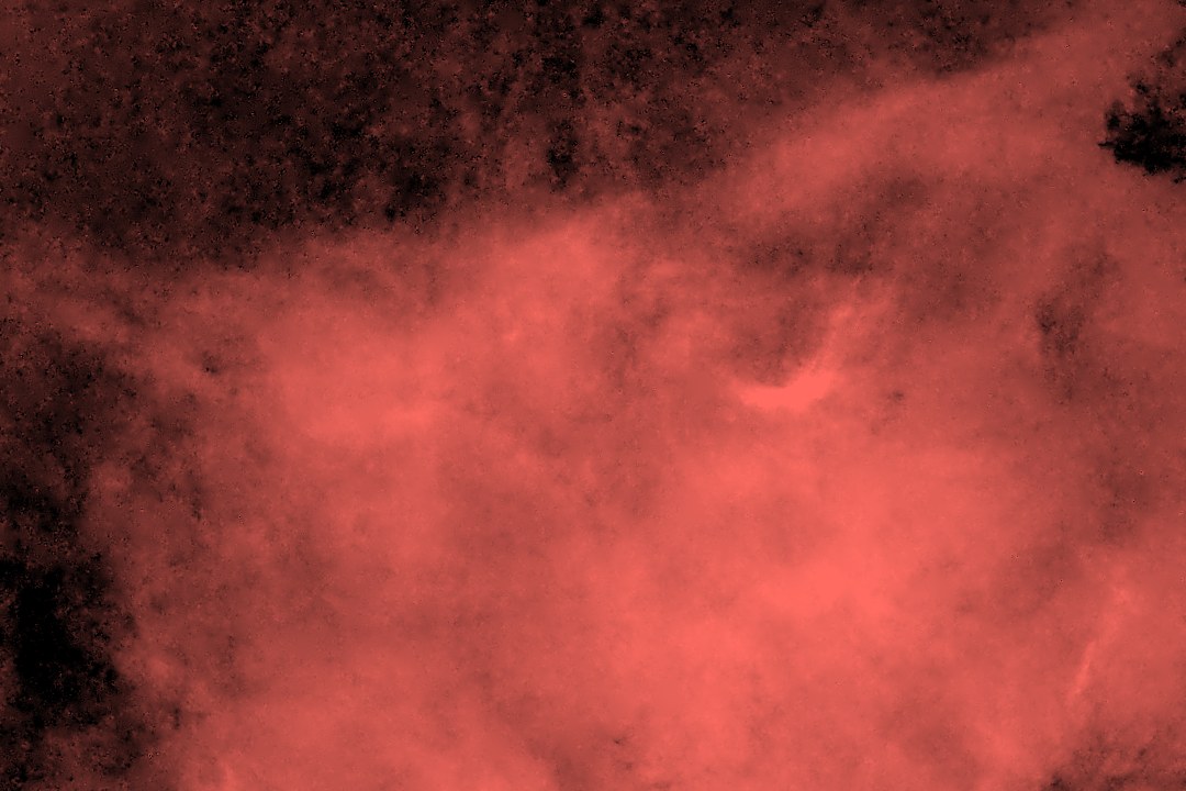 Seestar nebula layer, red channel, same framing