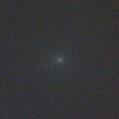 The comet held still: a small round coma in the middle of an empty field